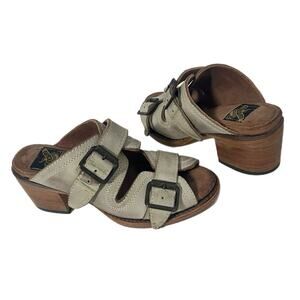 Freebird by Steven Caprice Gray Sandals Heels Women's Size 5 Leather Boho